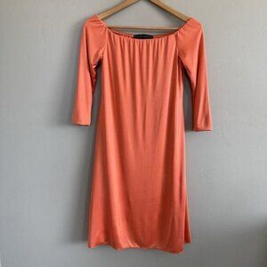 Ralph Lauren Black Label Off The Shoulder Silk Shift Dress Orange Size 6